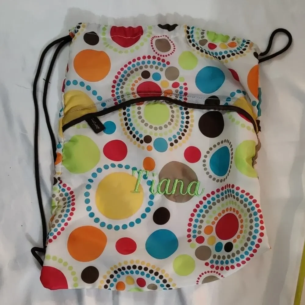 Thirty - One Tiana Cinch Sac Polka Dots Dopamine Classic Preppy Coconut Girl